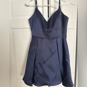 Navy Satin Dress